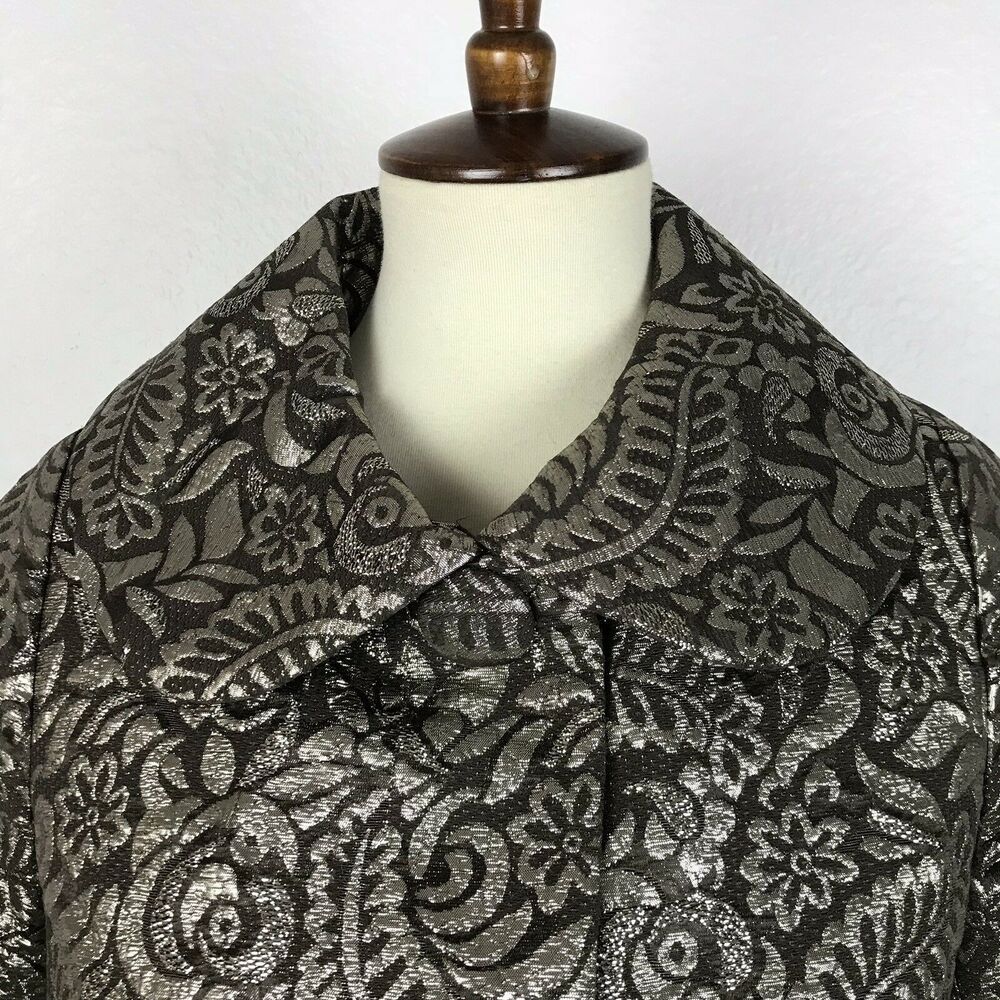 Banana Republic Jacket Women S Blazer Floral Metallic Brocade Silk Blend Evening - Picture 5 of 11